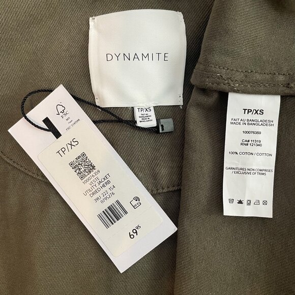 NWT DYNAMITE Utility Jacket XS “Dried Herb” Green - Picture 8 of 8